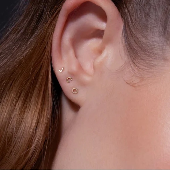 New 14K Gold Flatback Letter Earrings “N” “O” - With Boxes - Picture 2 of 16